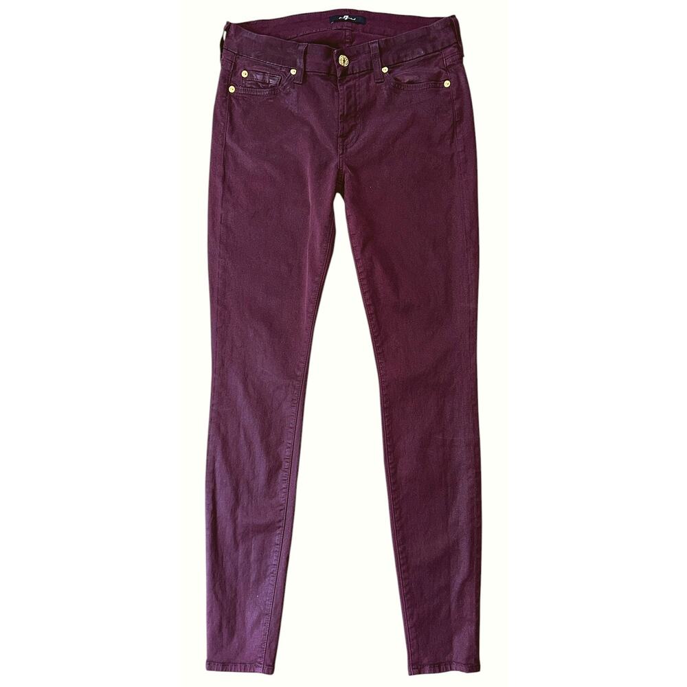 7 For All Mankind Low-Rise Burgundy Skinny Jeans Women's 27X30